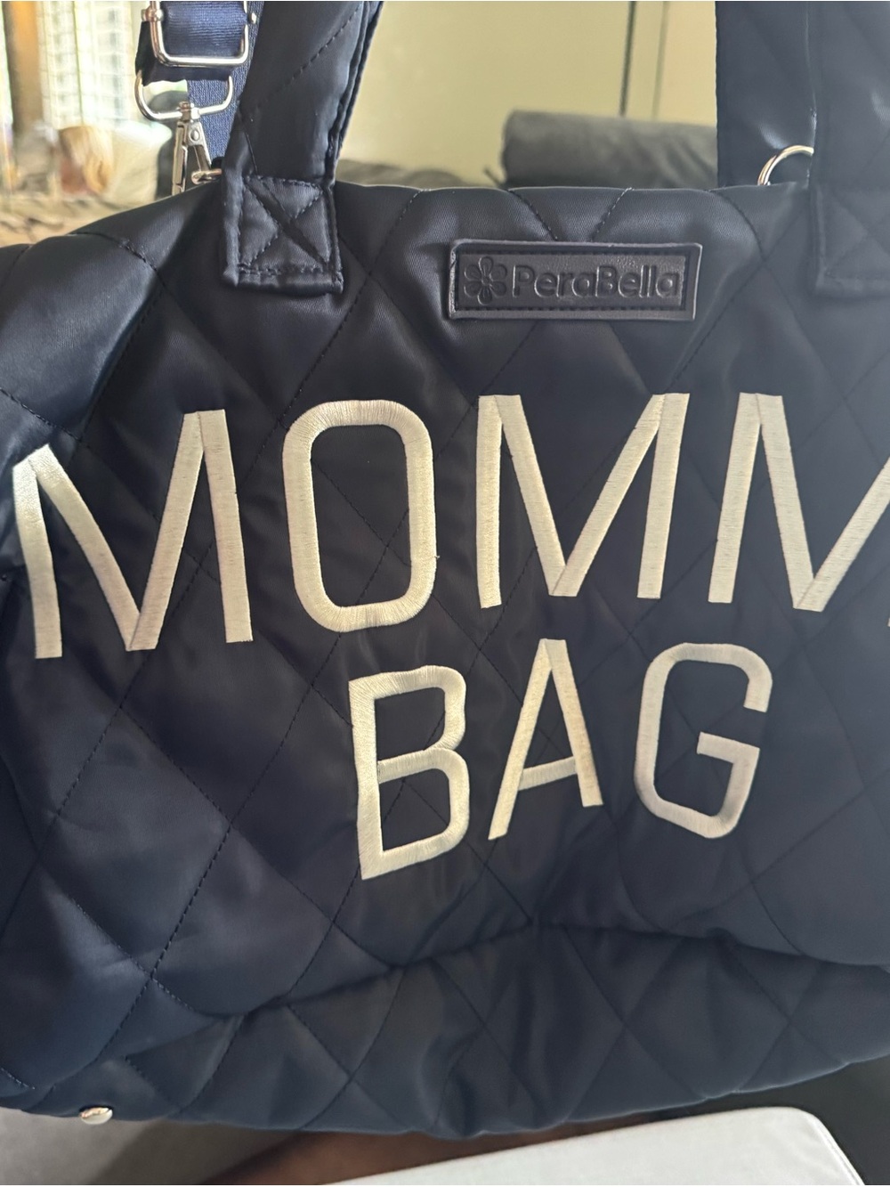 Navy Quilted Mommy Bag - Spacious Baby Tote